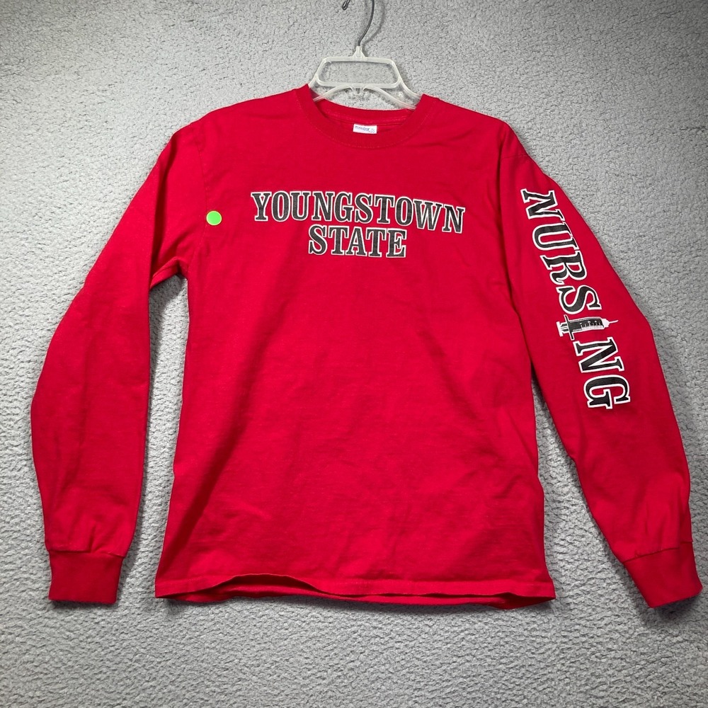 Youngstown State University NURSING   T Shirt Womens Med  Red Long Sleeve FLAW‎